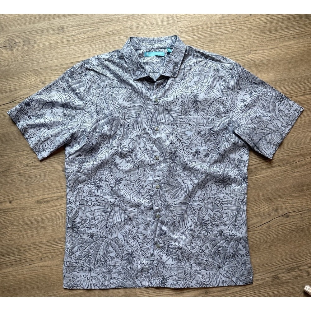 Tori Richard Hawaiian Shirt Mens Large Blue Tropical Made In Hawaii Cotton Lawn